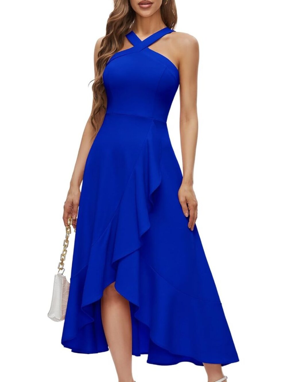 Women's Royal Blue Comfort Formal Wedding Guest Hi-Lo Prom Evening Maxi Dresses